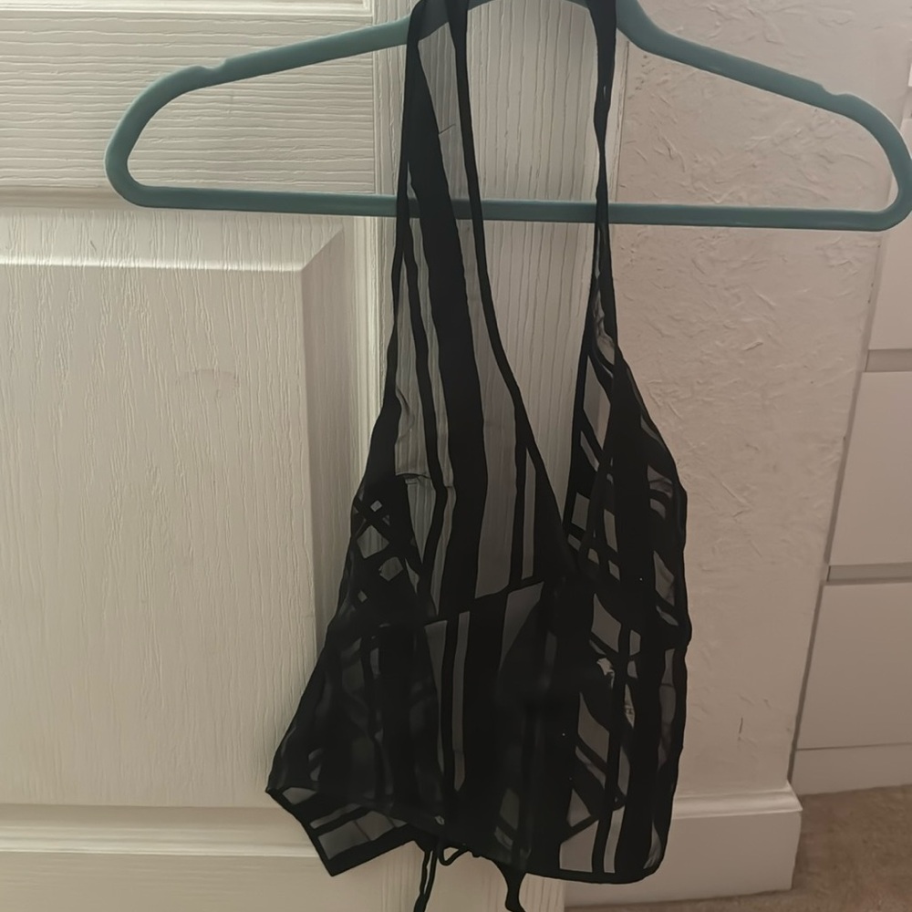 Zara black mesh hater top
